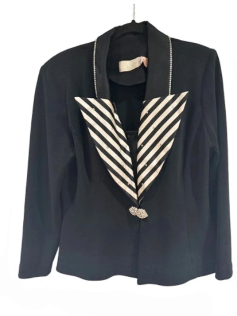 Cache vintage '90's Black & White Striped Blazer Like New